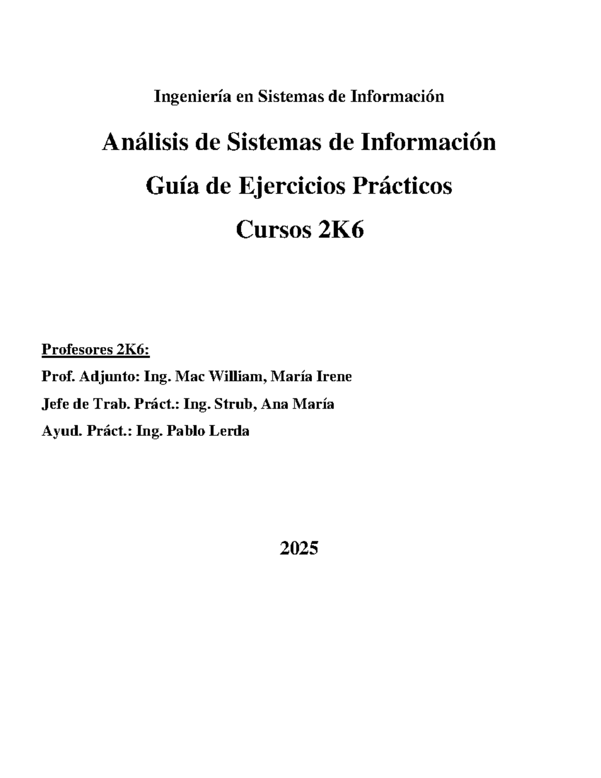 Guía de Ejercicios Prácticos de Análisis de Sistemas de Información 2K06 - Document Preview