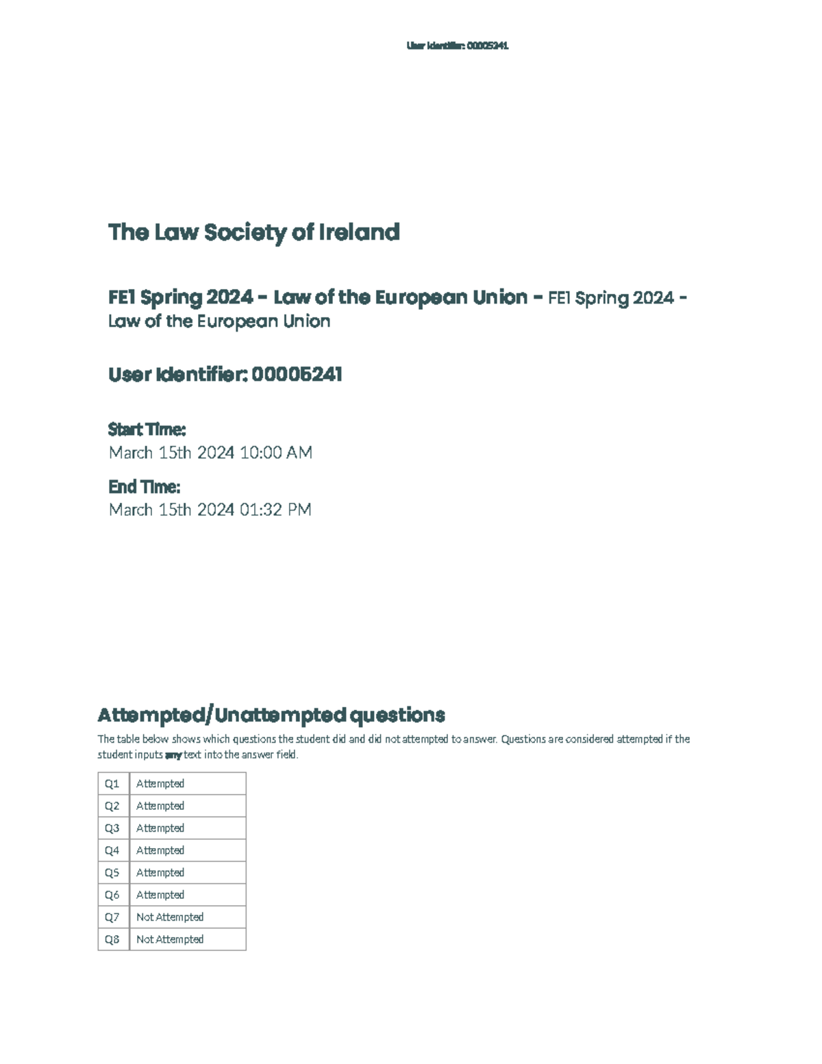 EU Law Final Exam Review: Attempted Questions & Analysis (FE1) - Studocu