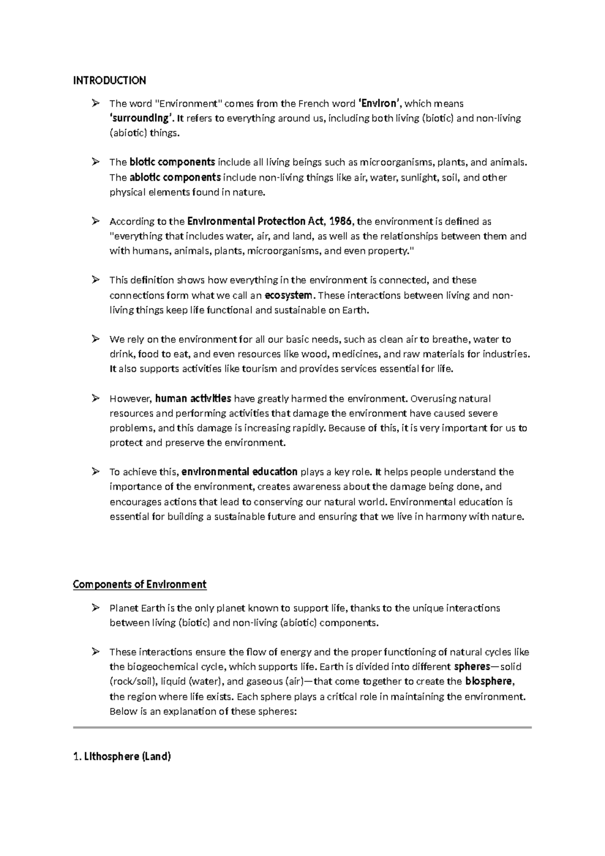 Evs - basics of evs - INTRODUCTION The word 