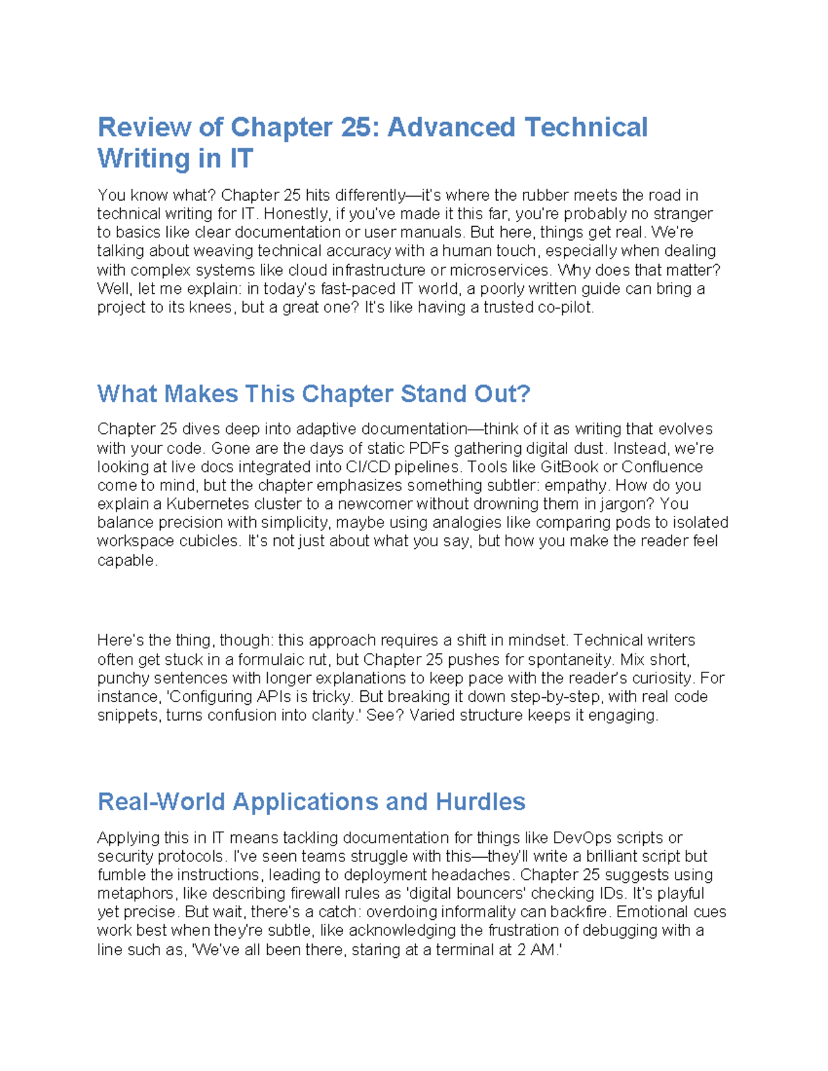Review of Chapter 25: Advanced Tech Writing in IT - Studocu