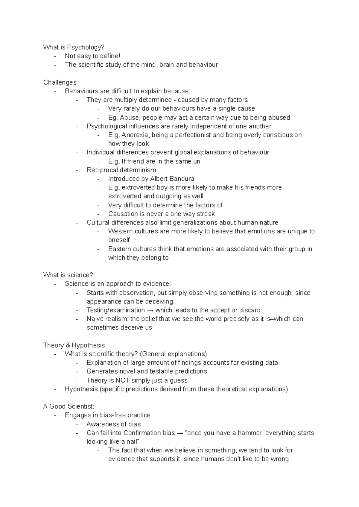 PSY102 Week 1: Introduction to Psychology and Scientific Methods - Studocu