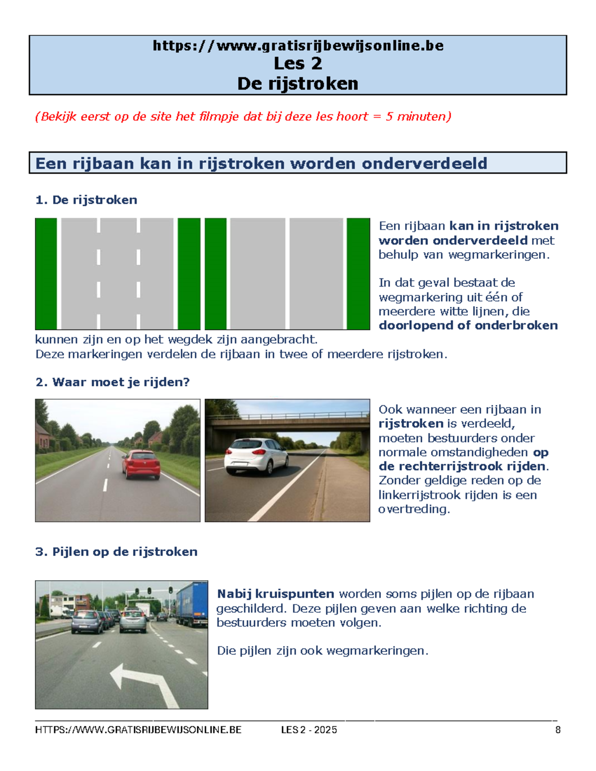 Les 2: De Rijstroken en Verkeersregels (2025) - Studocu