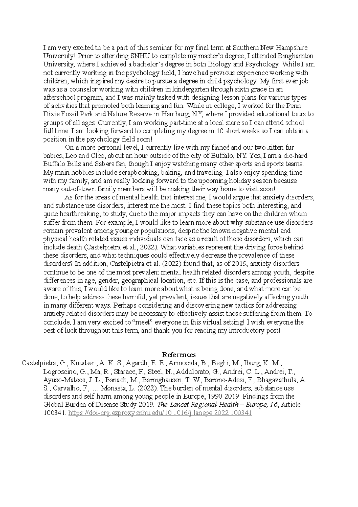 Week 1 discussion - homework - I am very excited to be a part of this ...