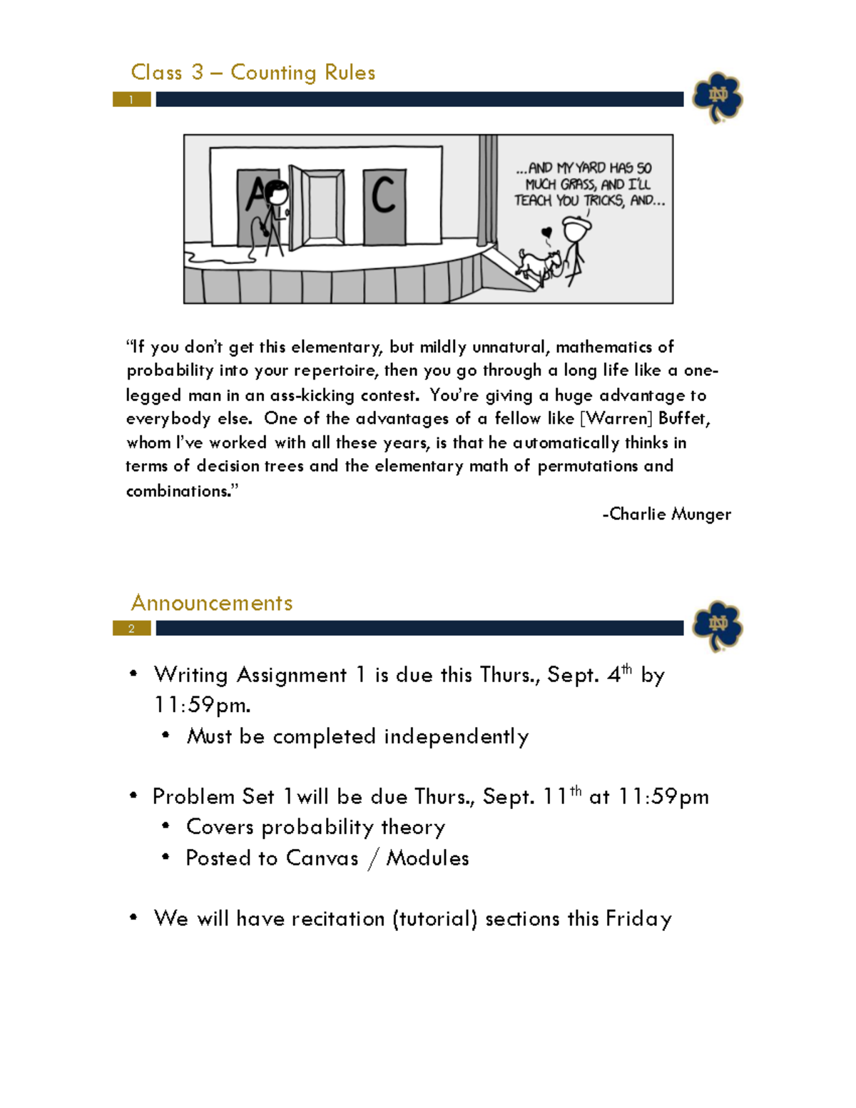 Counting Rules and Probability Theory Overview: Class 3 Notes - Studocu