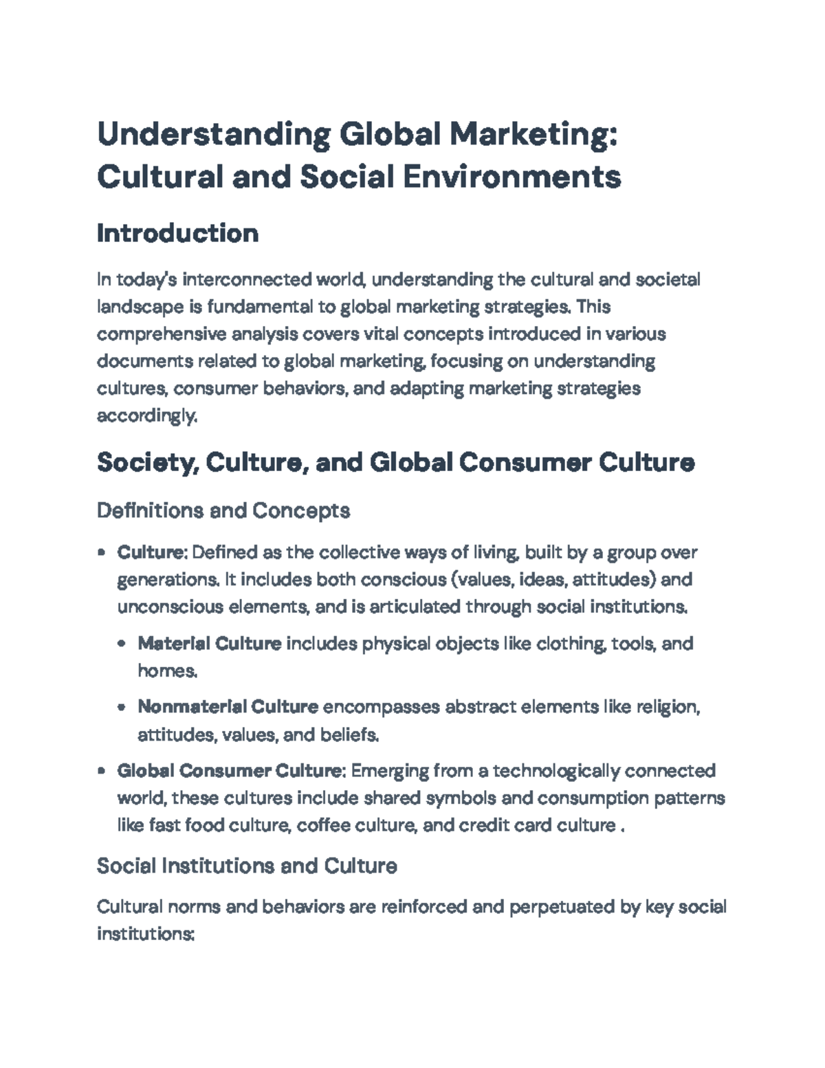 Global Marketing Insights: Cultural and Social Environments Analysis ...