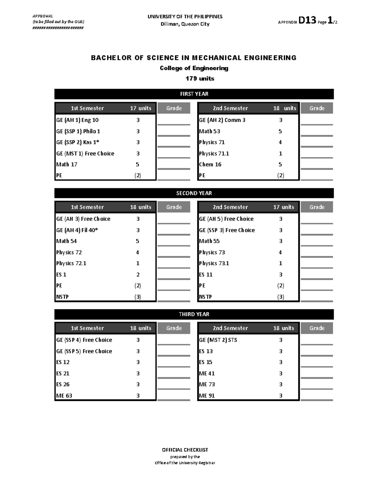 BS-ME Program Curriculum Overview and Approval Document - Studocu