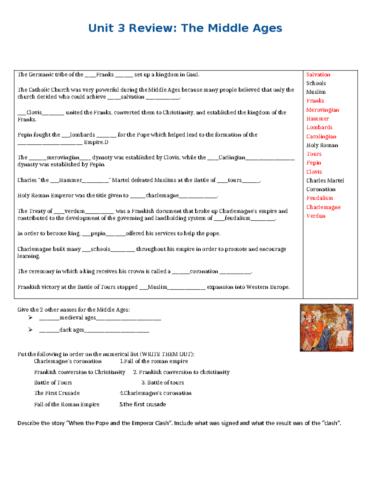 Unit 3 Review: The Middle Ages - AKS 36 Study Guide - Studocu