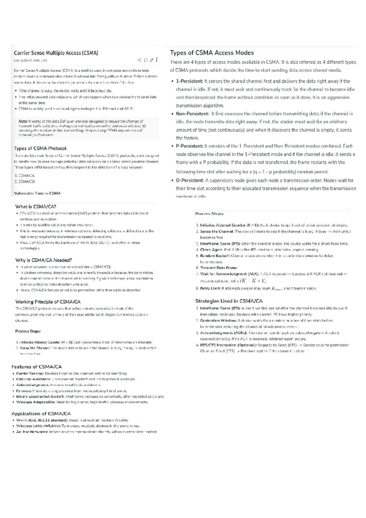 CSMA Protocol Overview and Applications in Networking (DS) - Studocu