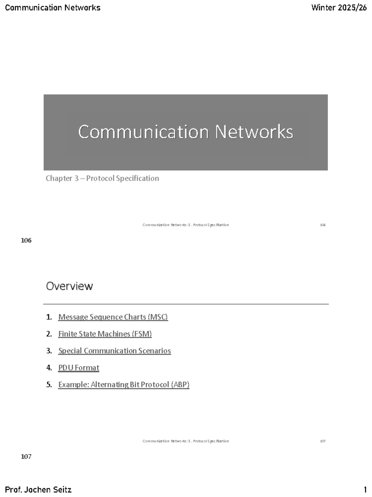 Communication Networks (Winter) - Chapter 3: Protocol Specification ...