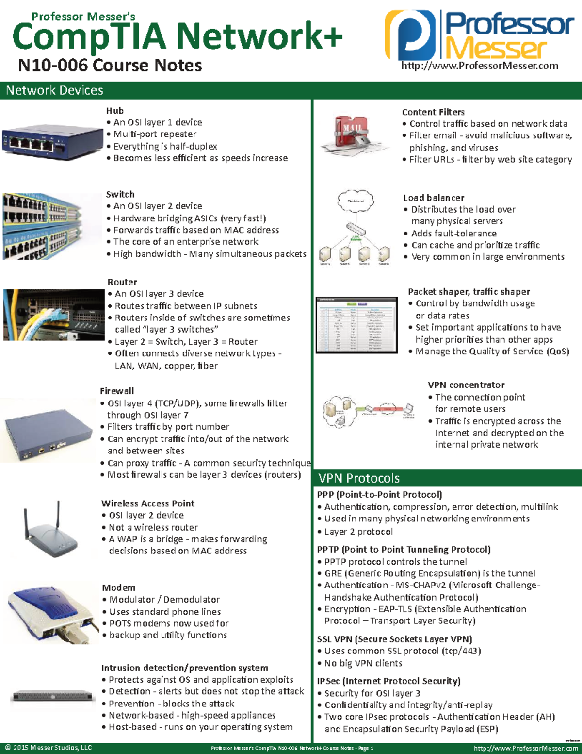 Professor CompTIA Network+ Course Notes: Understanding Network Devices ...