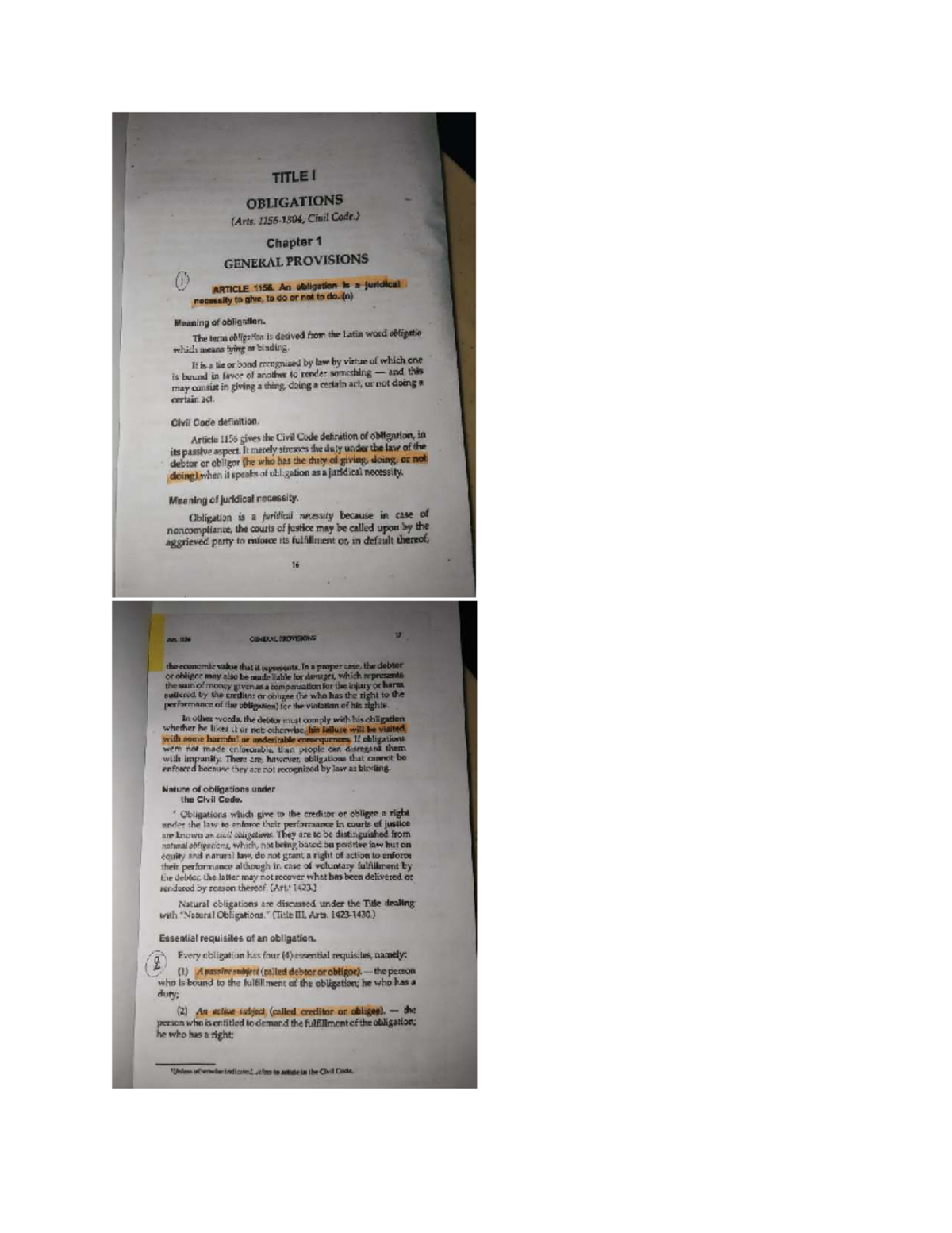 Civil Code Obligations: Chapter 1 General Provisions (Law) - Studocu