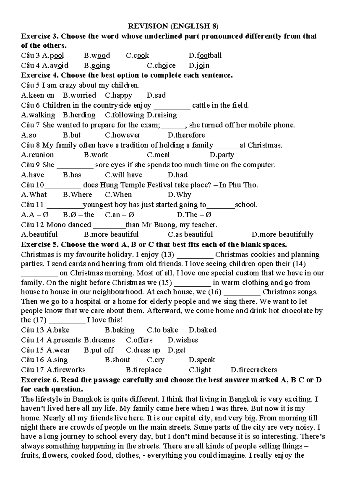 Revision 8 - English Exercises and Practice Questions - Studocu
