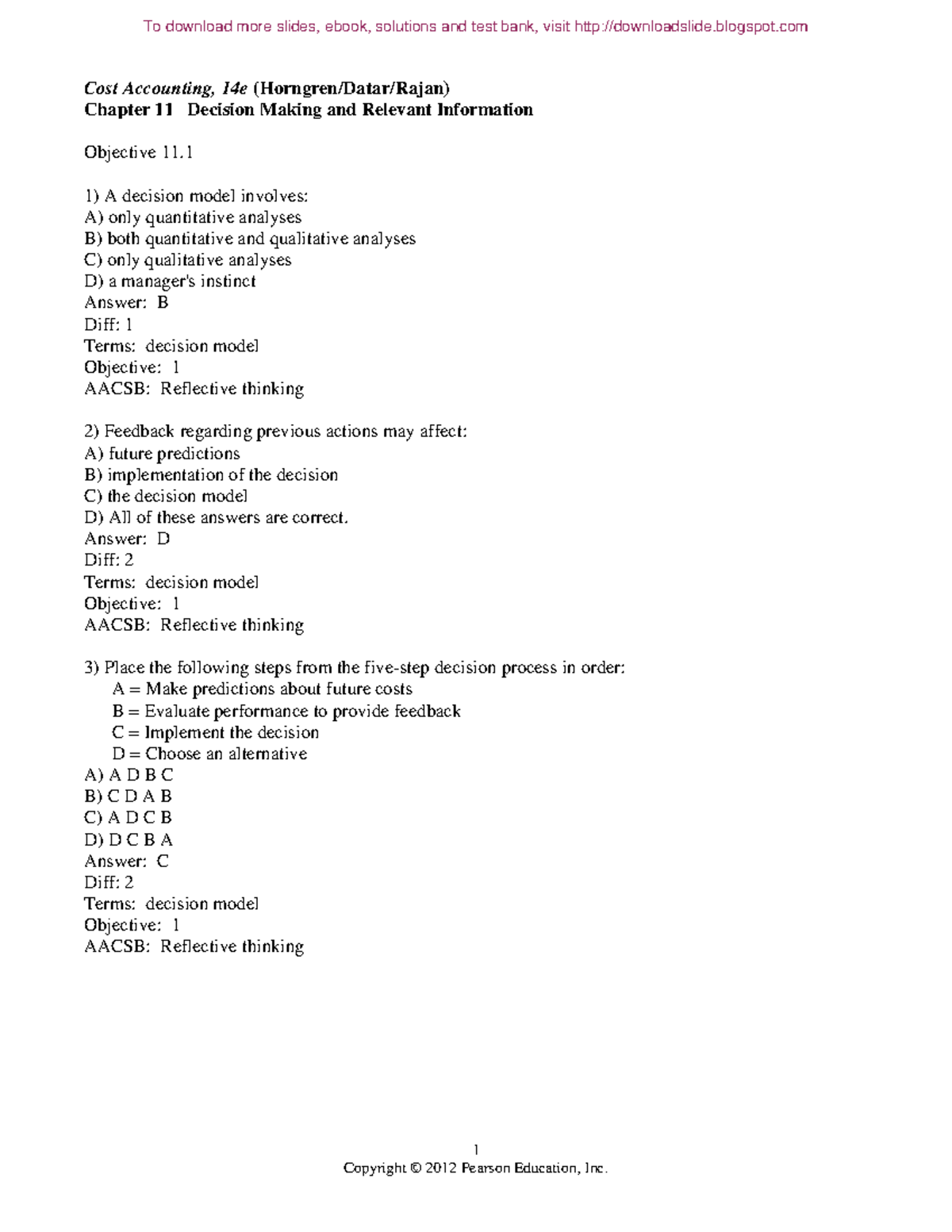 CH (11) - Chapter 11 Decision Making in Cost Accounting - Studocu