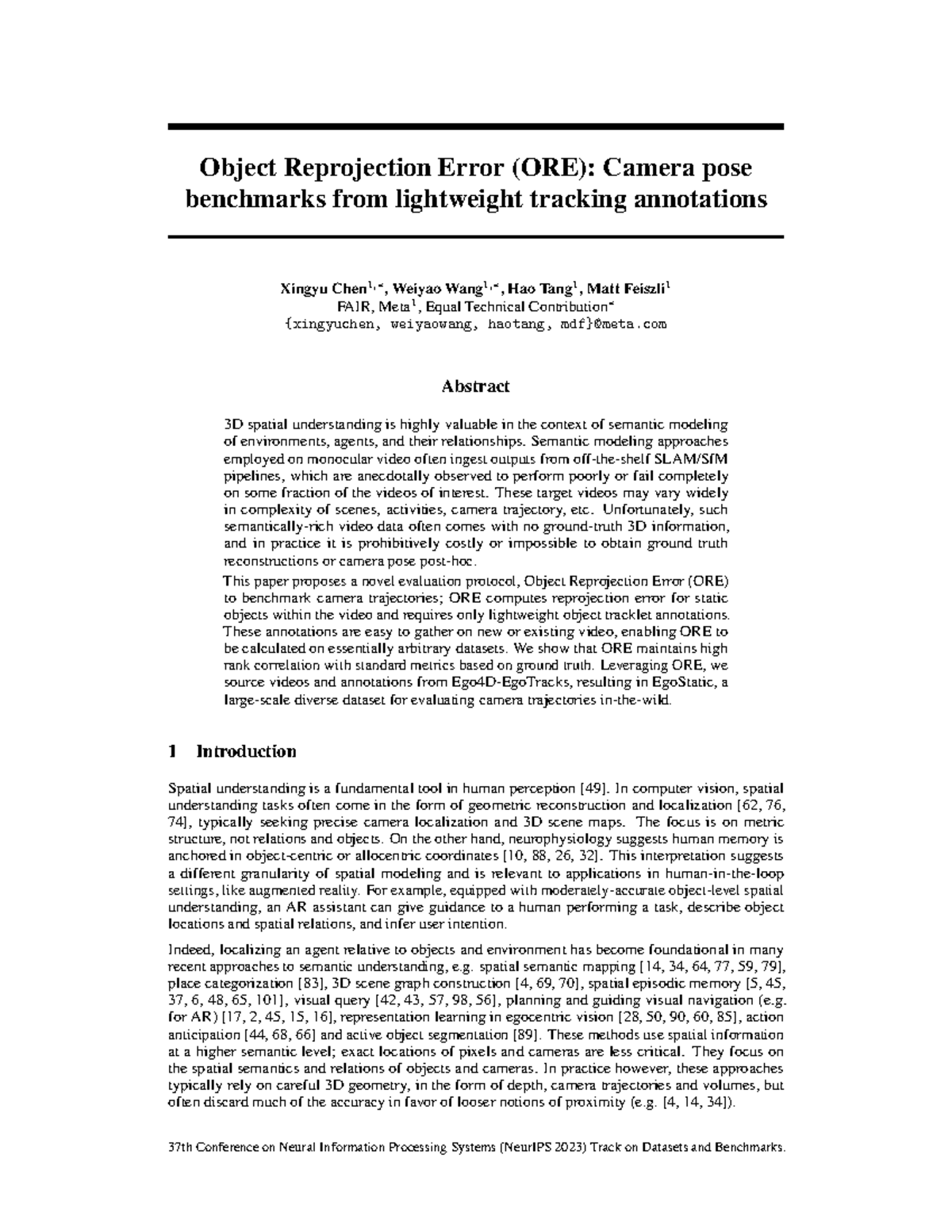 NeurIPS 2023: Object Reprojection Error (ORE) for Camera Pose ...