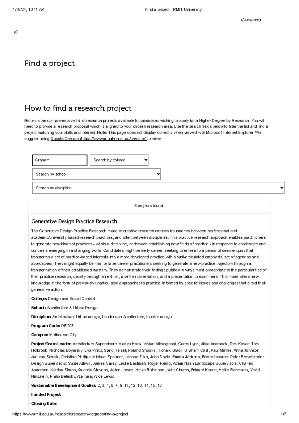 Find a project - RMIT University - Below is the comprehensive list of ...