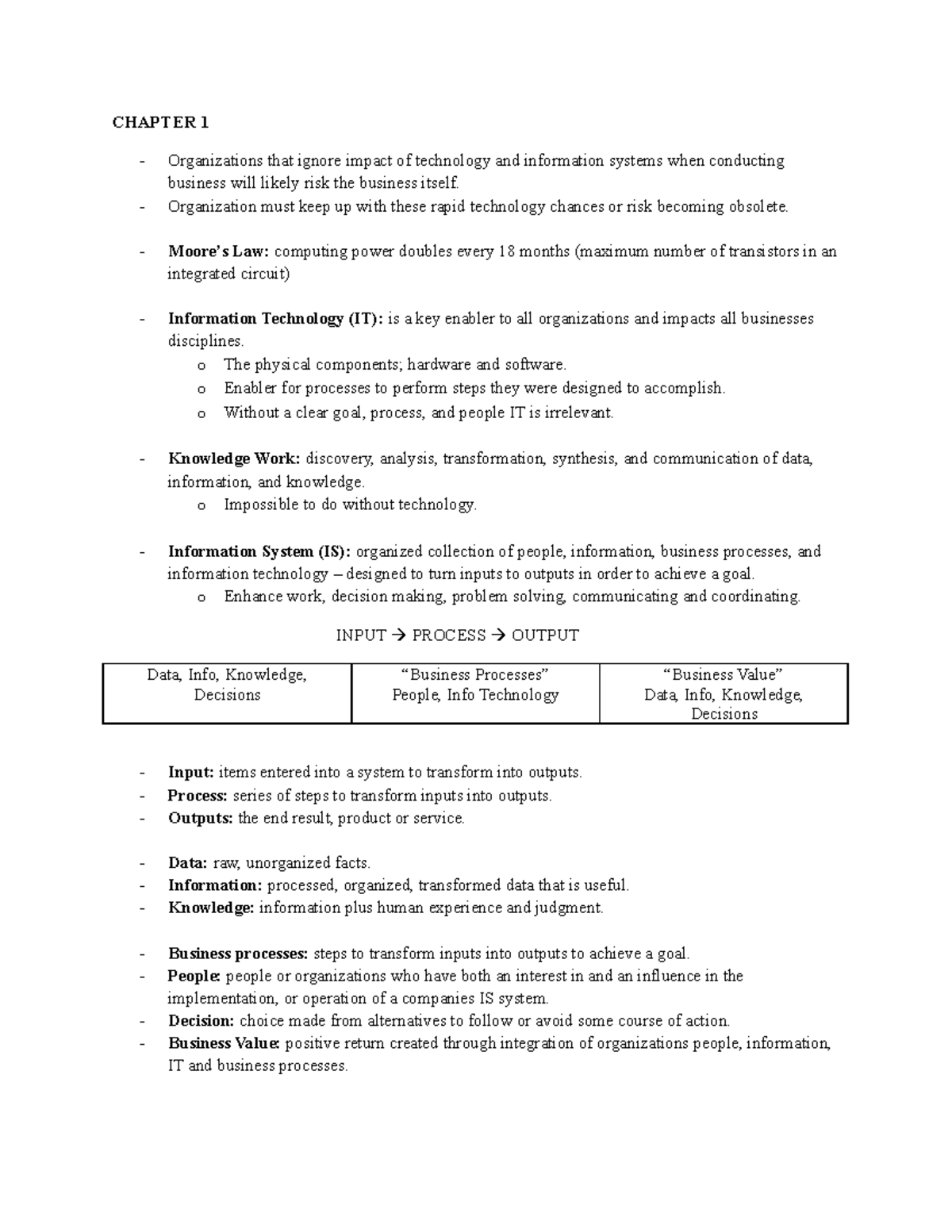 Business Information Systems - Lecture Notes - ITM102EXAM Overview ...