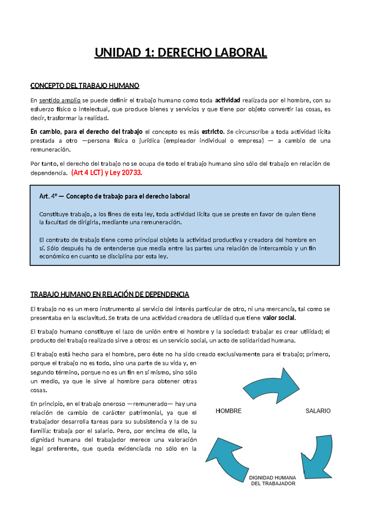 Unidad 1 y 2 - Conceptos Clave del Derecho Laboral en Argentina - Studocu