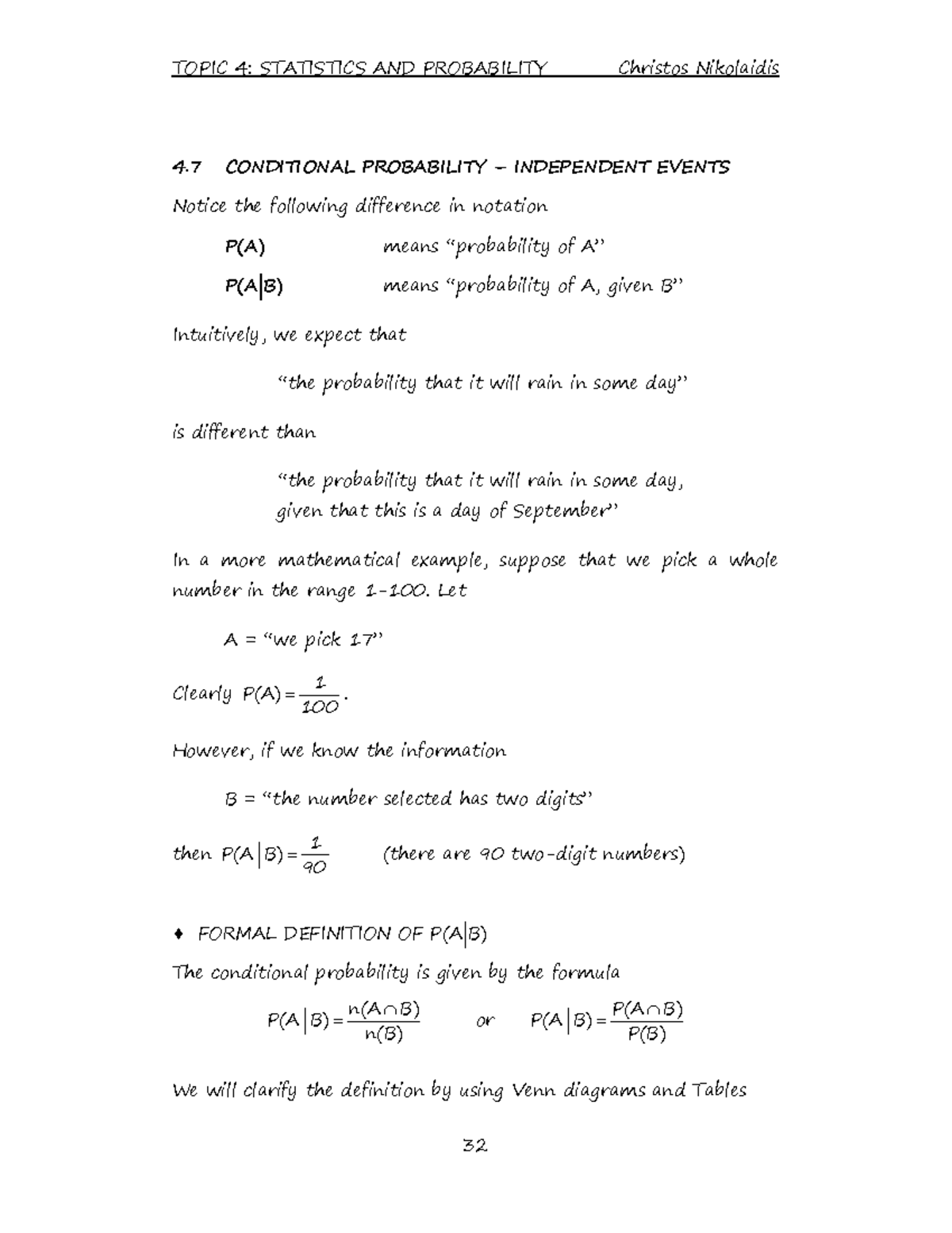 4.7 Conditional Probability and Independent Events Overview - Studocu