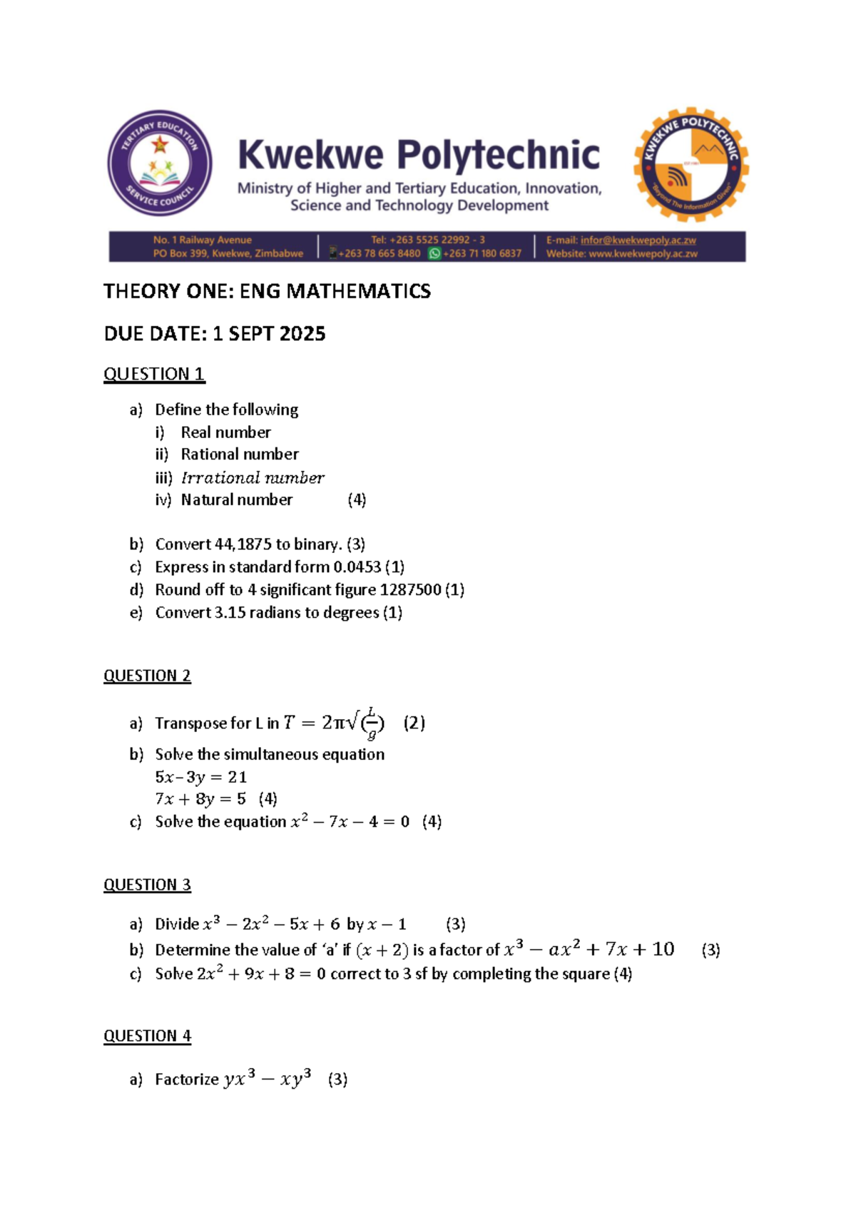 Maths Theory 1 NC - Revision Notes for Exam Preparation - Studocu