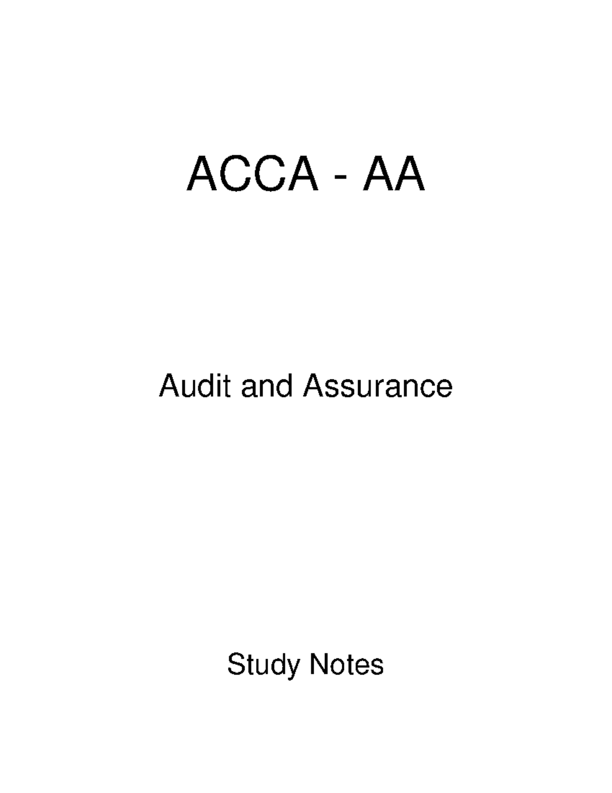 ACCA AA Assurance Engagements Study Notes and Exam Guide - Studocu