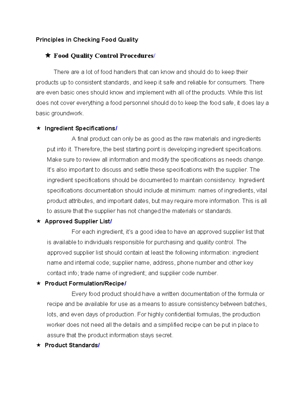 Food Quality Control Principles: Ensuring Safety & Consistency - Studocu