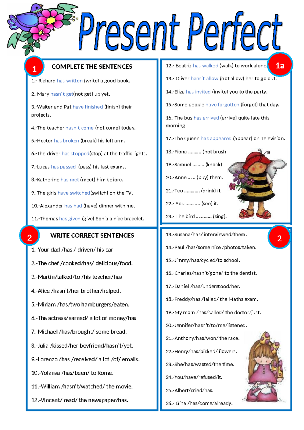 Present Perfect Tense Exercises 70258 - Studocu