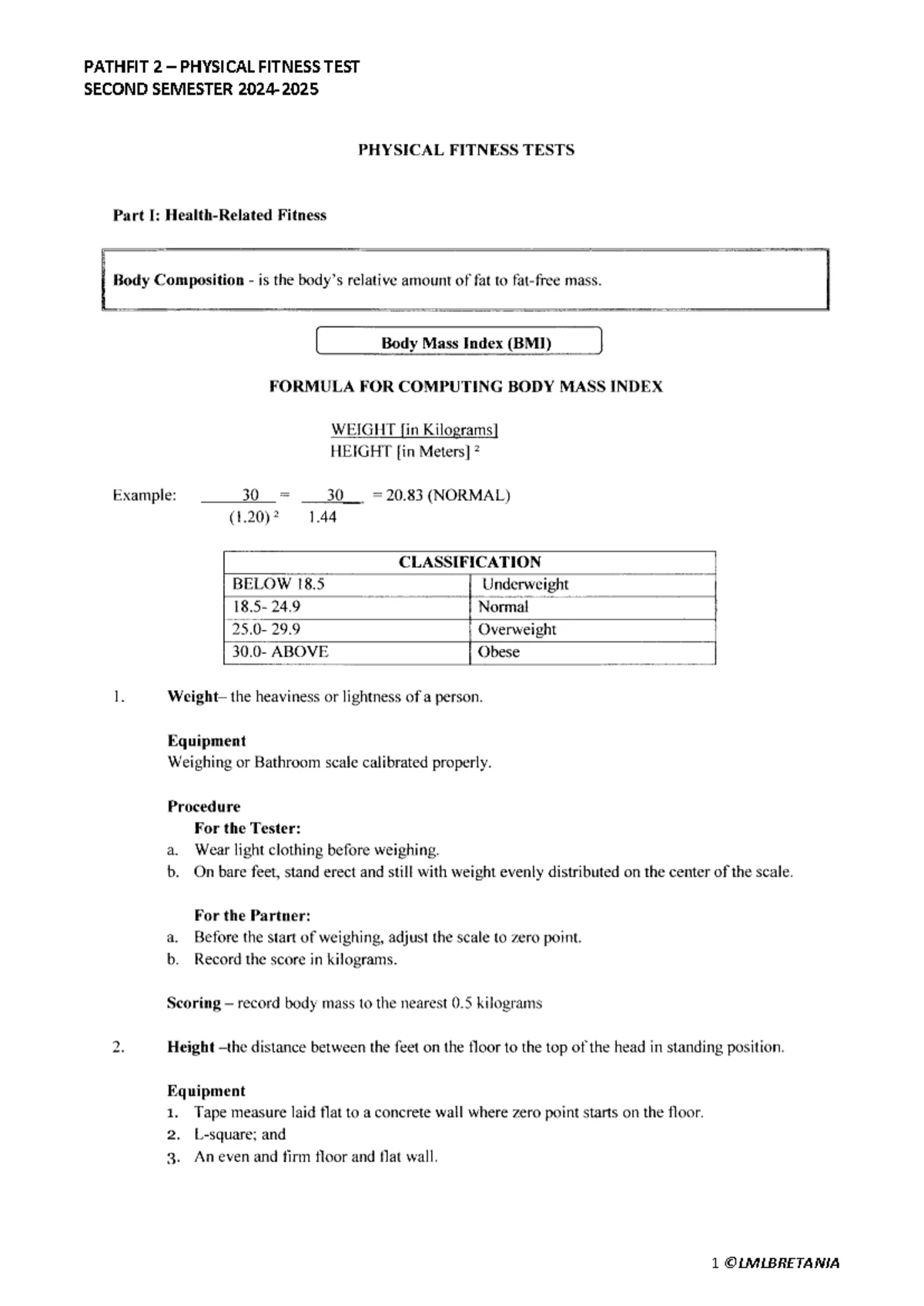 Pathfit 2 Course Outline & Requirements SY 2024-2025 - Studocu