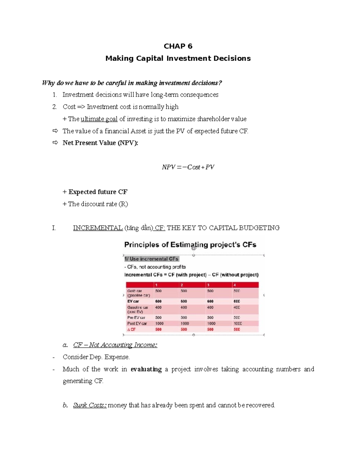 CHAP 6 - Summary of Capital Investment Decisions in Finance - Studocu