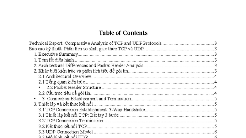 Technical Report: Comparative Analysis of TCP and UDP Protocols - Studocu