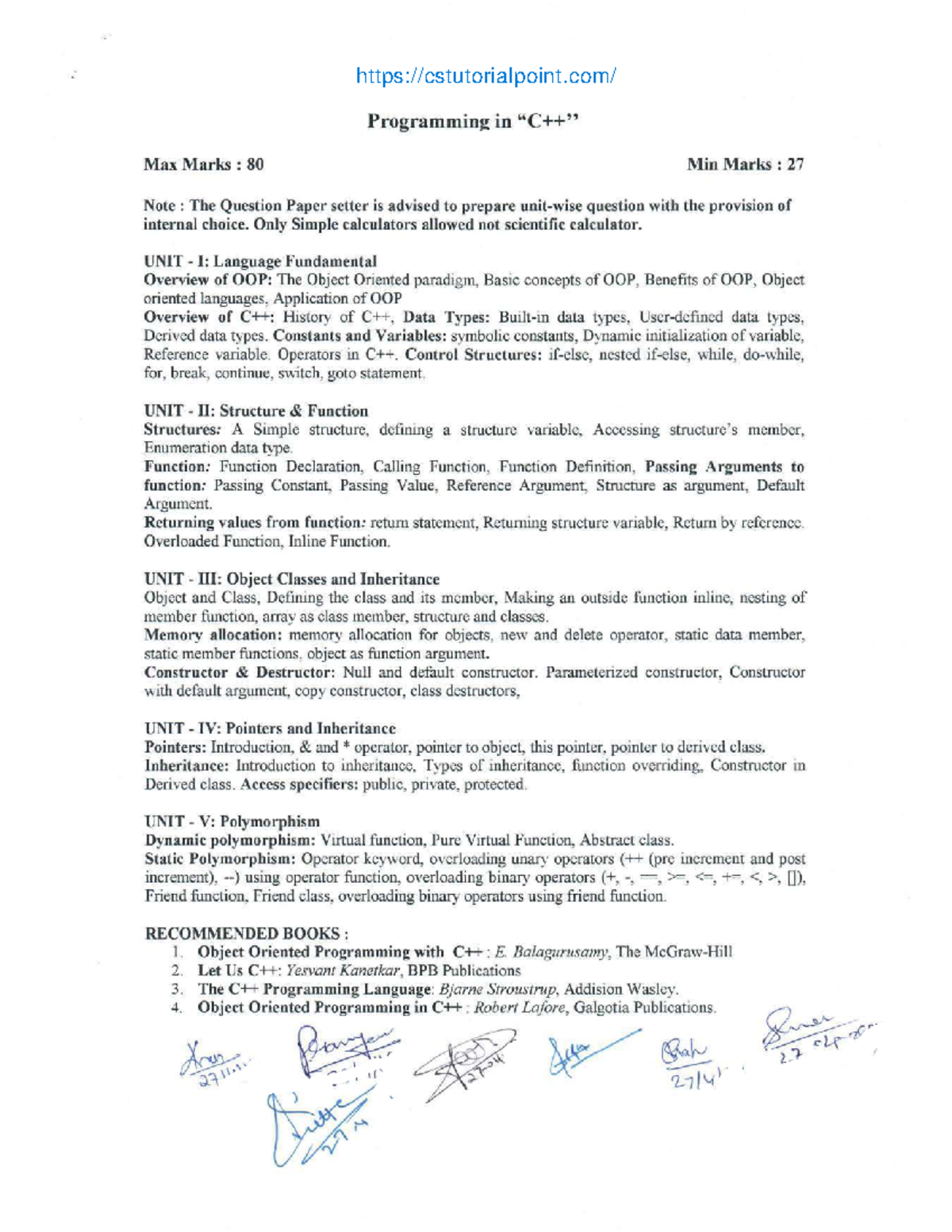 C++ Syllabus BCA - BCA Computer applications - Studocu