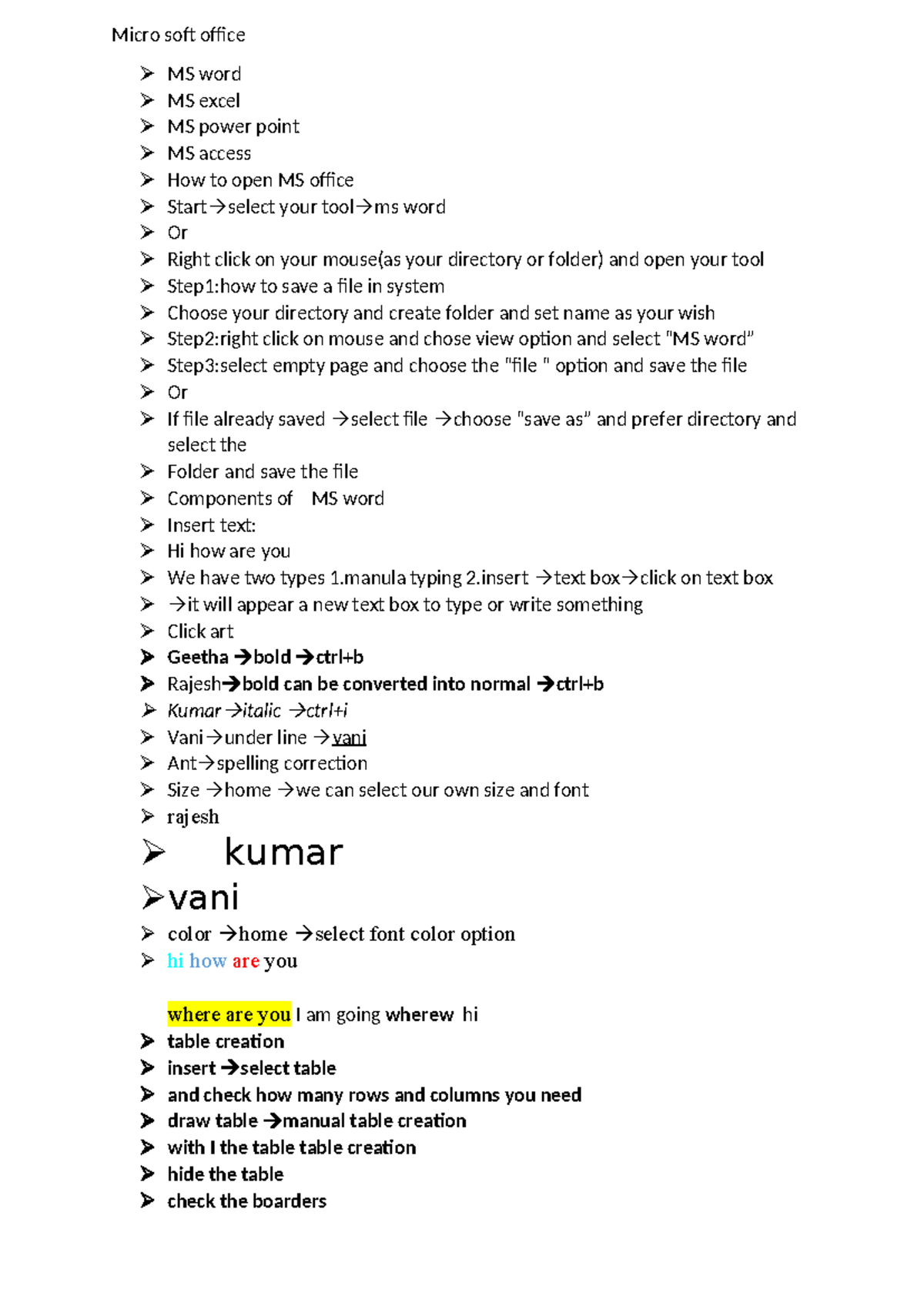 Batch 3 Notes: MS Office Basics for Engineering Students - Studocu