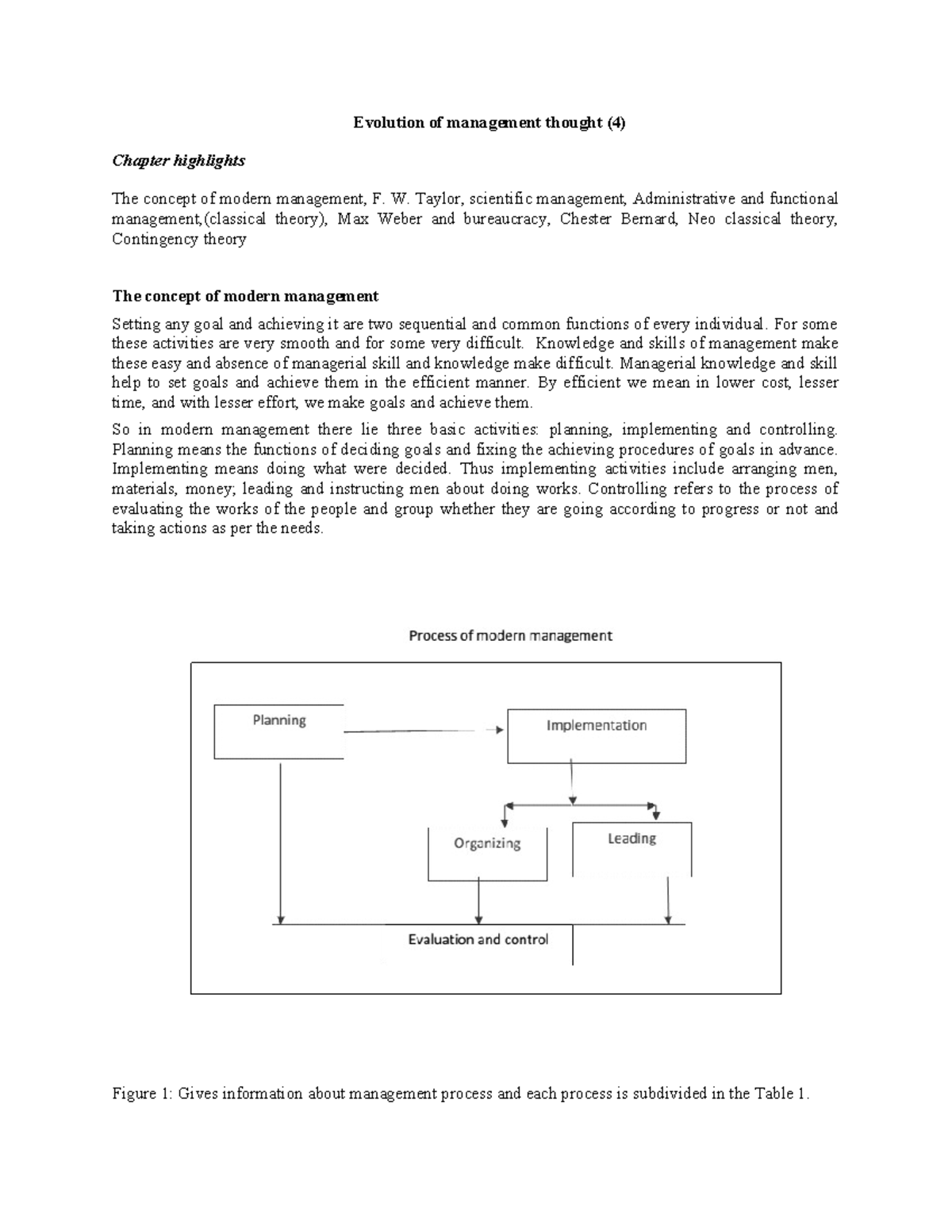 Evolution of Management Thought (4) - Chapter Highlights - Studocu