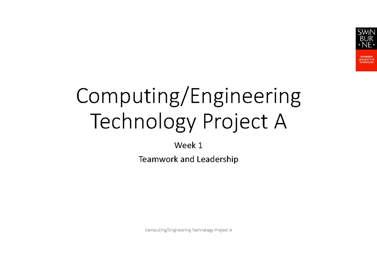 Technology Project A: Week 1 Teamwork & Leadership Challenges - Studocu