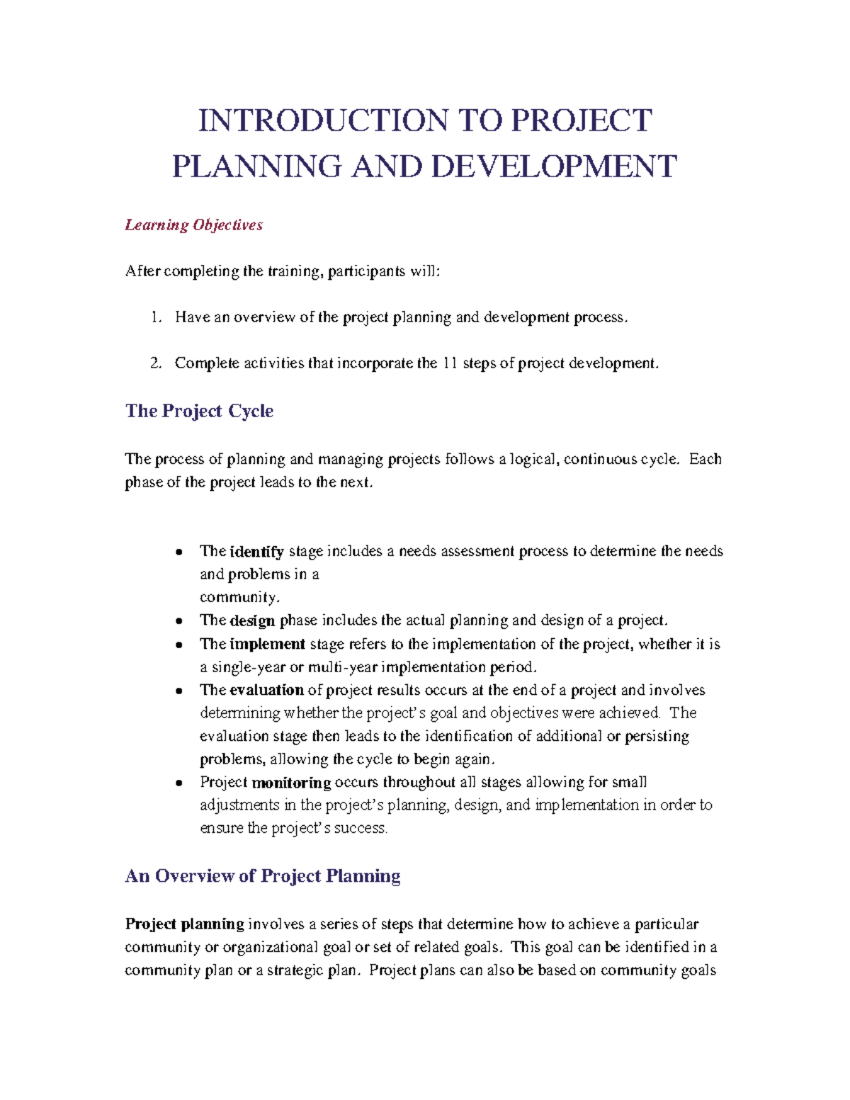 Planning 1563990283 - Lecture Notes on Project Development (1-5) - Studocu