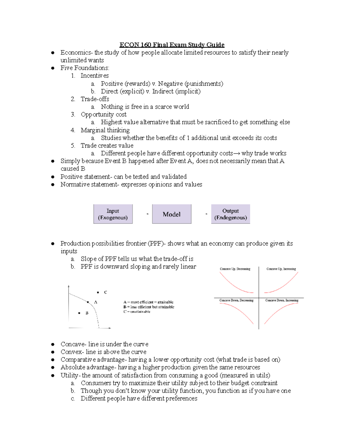 ECON 160 Final Exam Comprehensive Study Notes and Concepts - Studocu