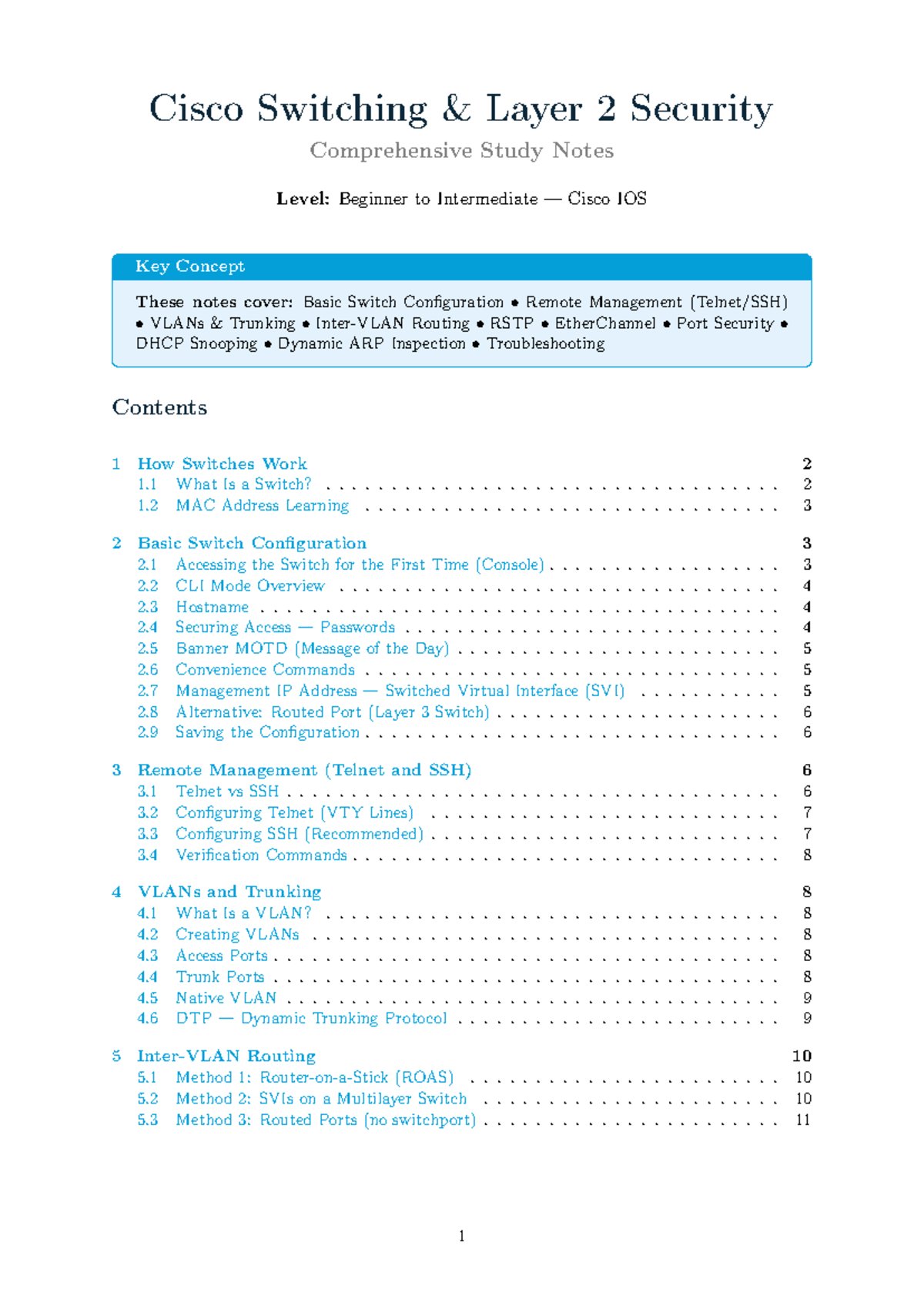 Cisco Switching Layer 2 Security Study Notes (Beginner to Intermediate ...