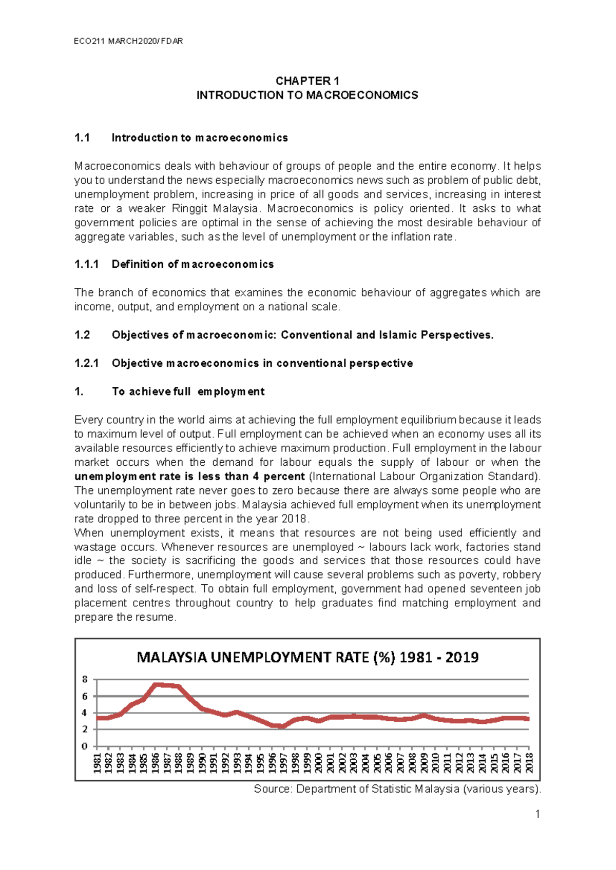 ECO211 FDAR CHAPTER 1: INTRODUCTION TO MACROECONOMICS OVERVIEW - Studocu