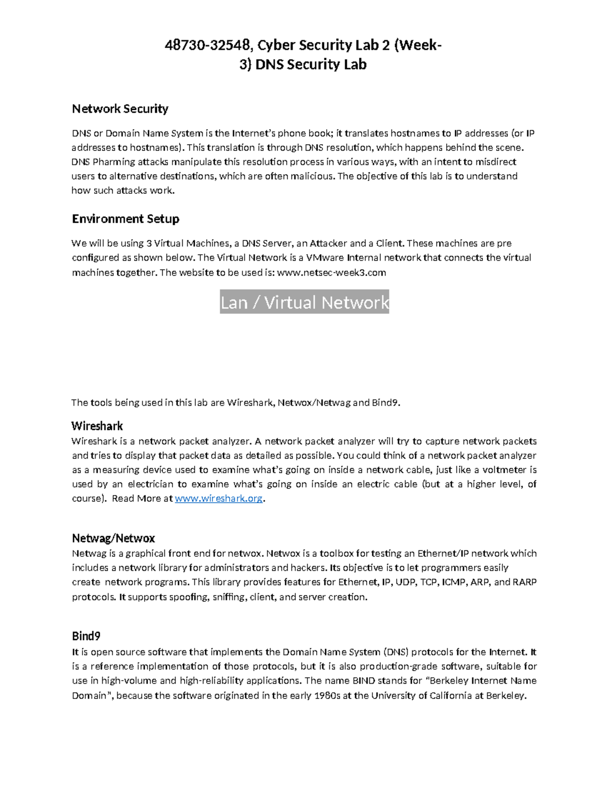 48730 Lab 2 - answer - 48730-32548, Cyber Security Lab 2 (Week- 3) DNS ...
