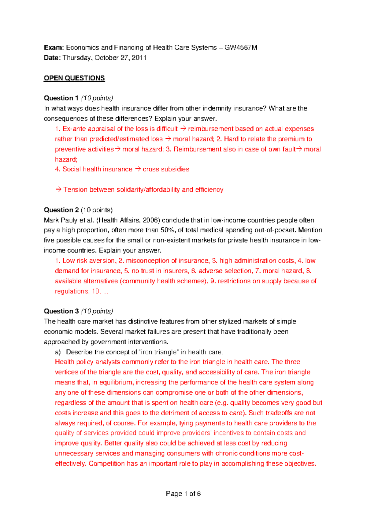 Practice Exam: Economics & Financing of Health Care Systems - GW4567M ...