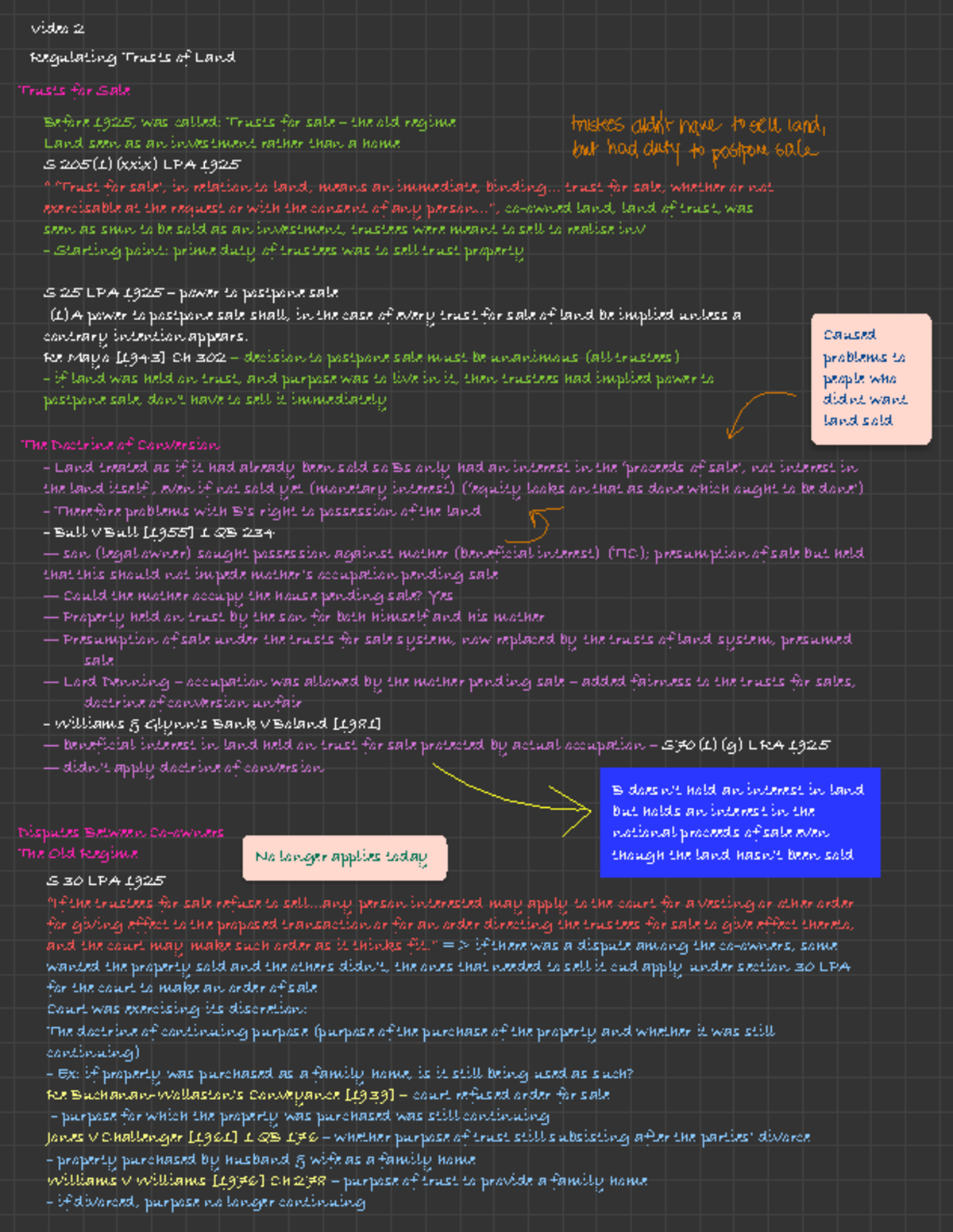 Land Law - Comprehensive Study Notes for Exam Preparation - Studocu
