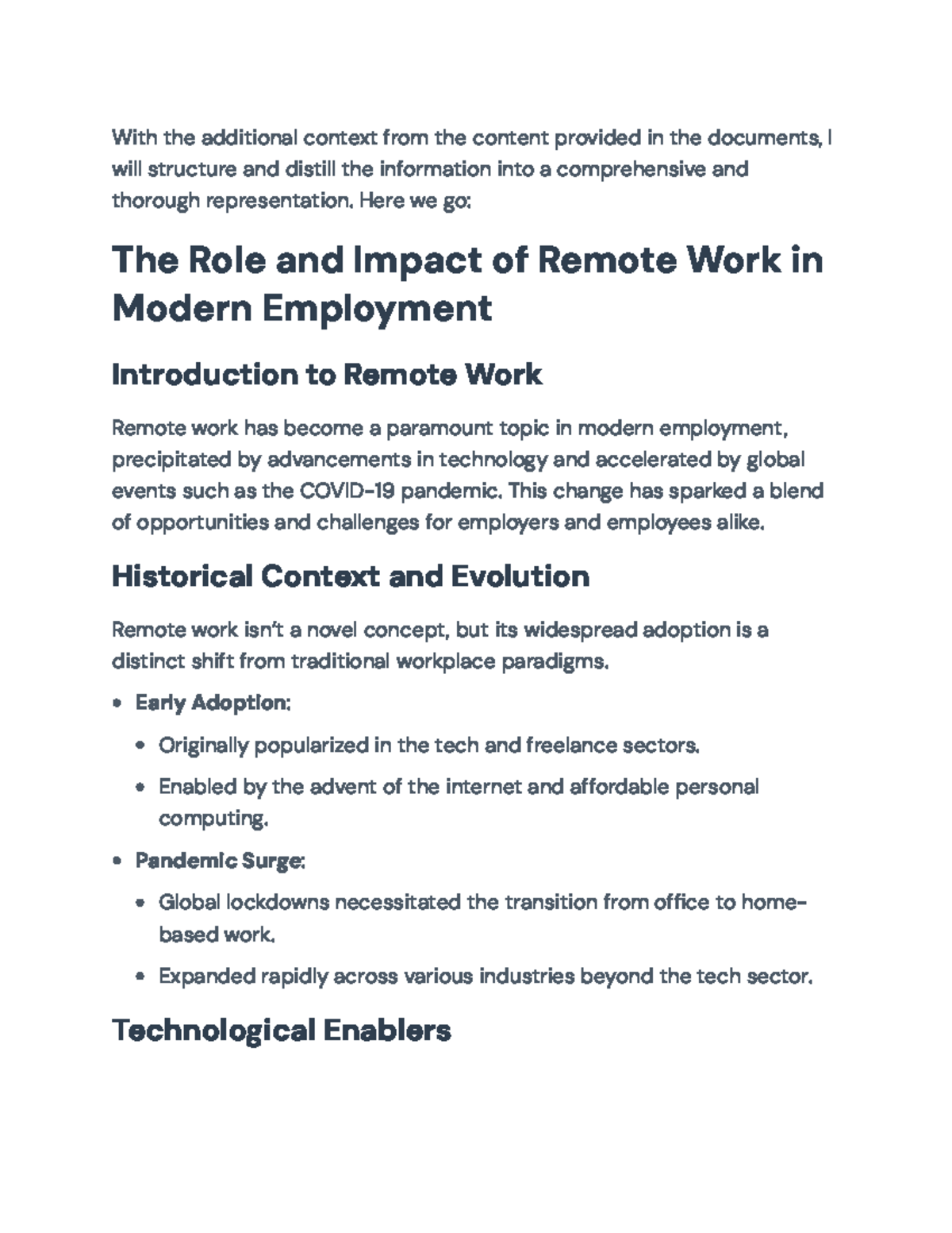 The Role and Impact of Remote Work in Modern Employment Analysis - With ...
