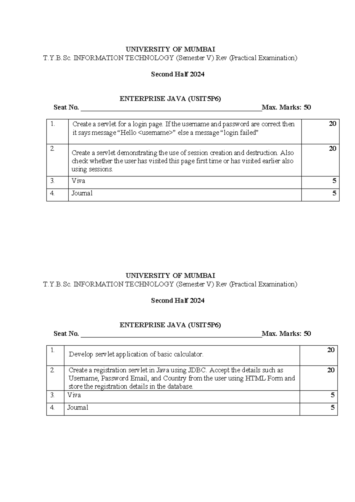 EJ Practical Exam - Enterprise Java (USIT5P6) Guide 2024 - Studocu