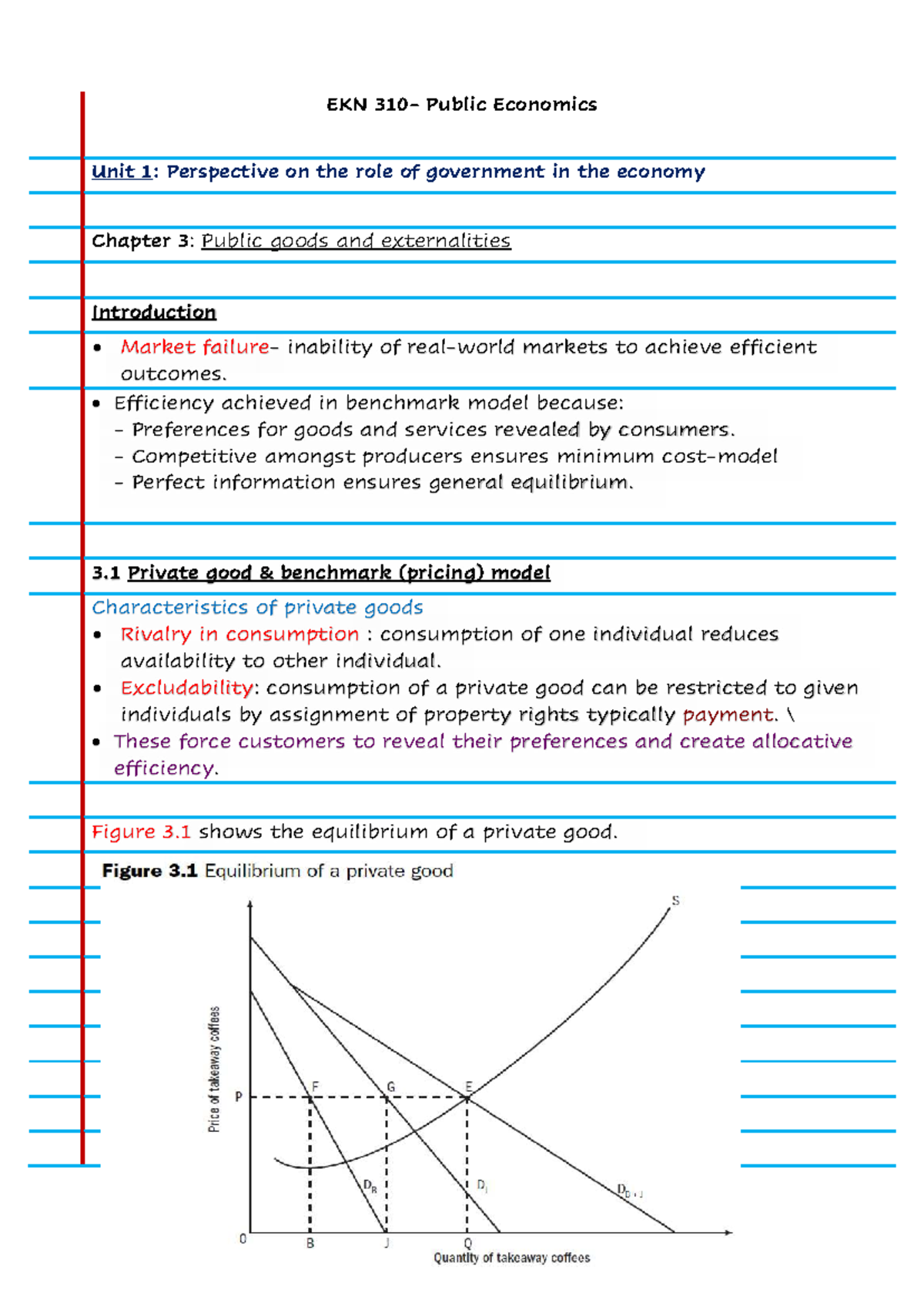 EKN 310 Public Economics Chapter 3: Government's Role in Public Goods ...