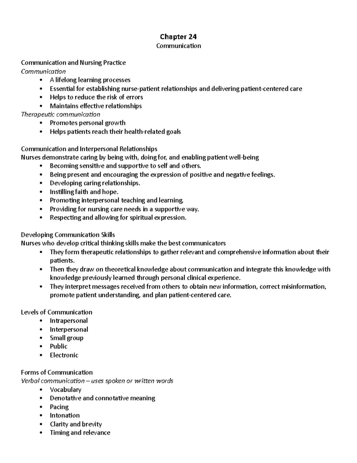 NUR 1025 Final Exam Notes: Chapters 24, 25 & 27 - Prof. Forde - Studocu