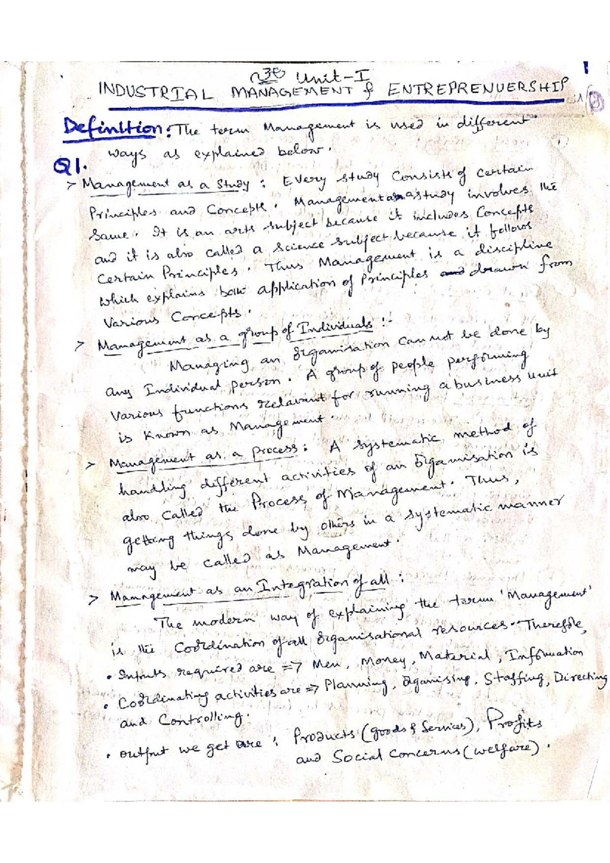 Unit 1 Notes for IME: Industrial Management & Entrepreneurship Concepts ...