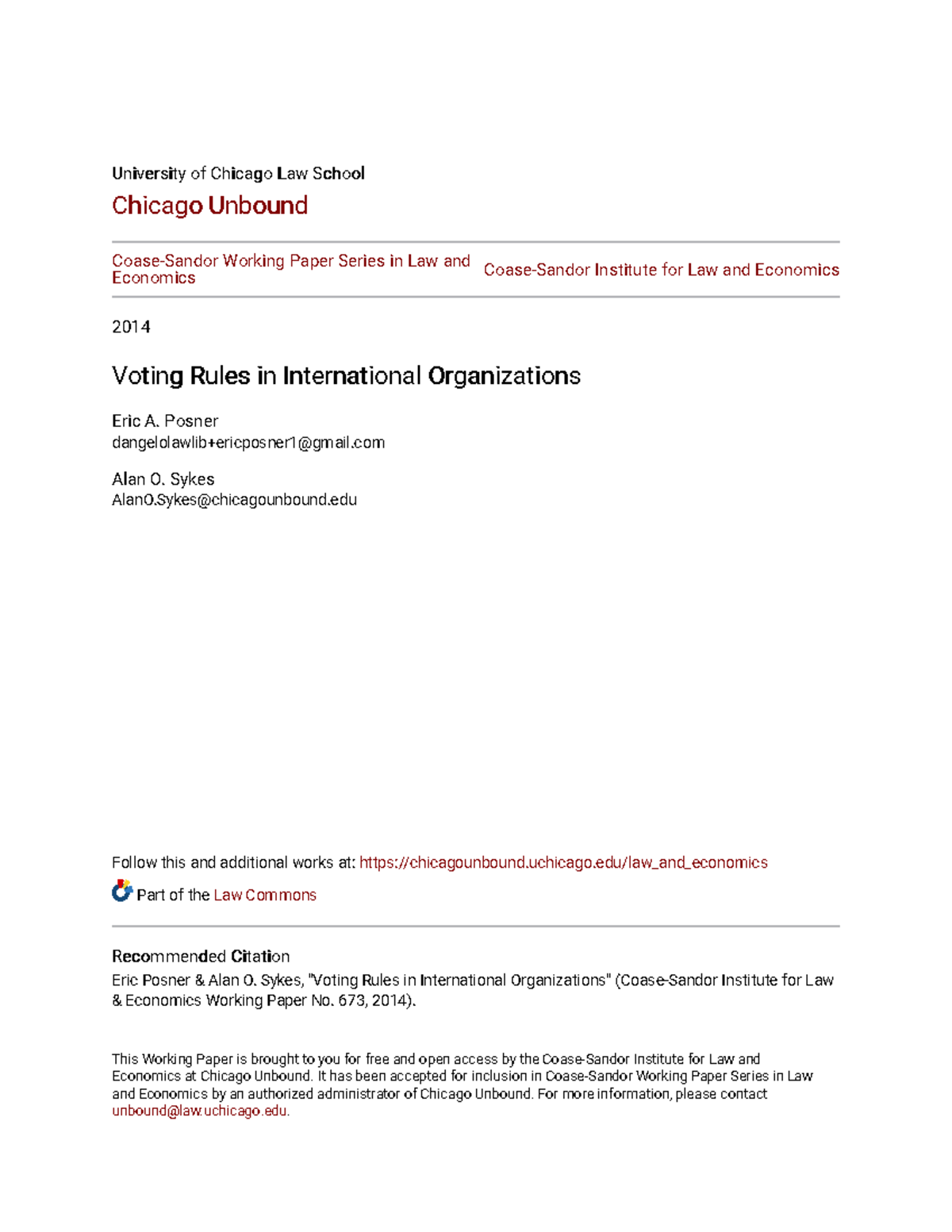 Voting Rules in International Organizations: Insights and Implications -  Studocu