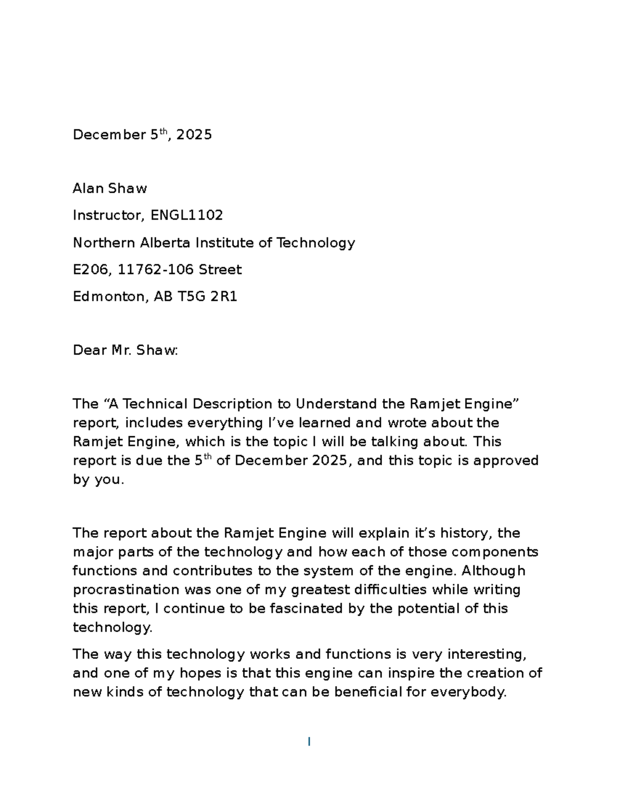 Final Report on the Ramjet Engine - ENGL1102 - Studocu