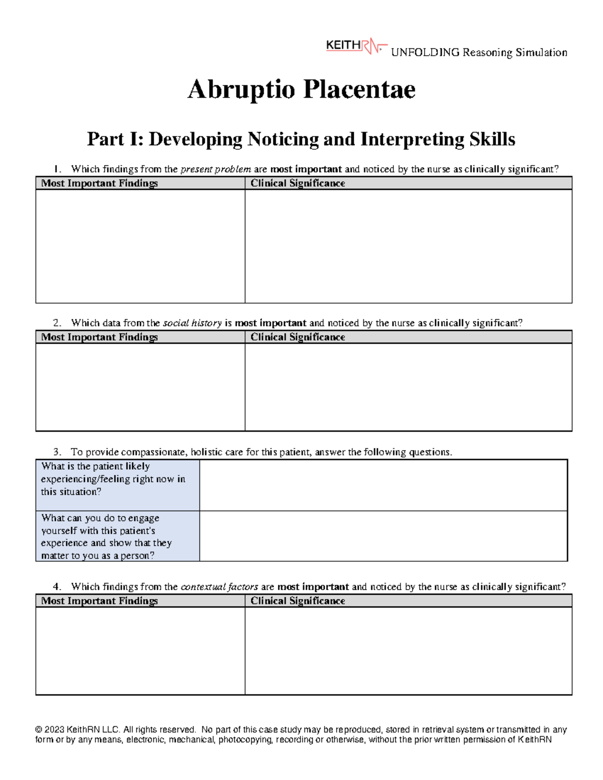 UNFOLDING Reasoning Simulation: Placental Abruption Case Study - Studocu