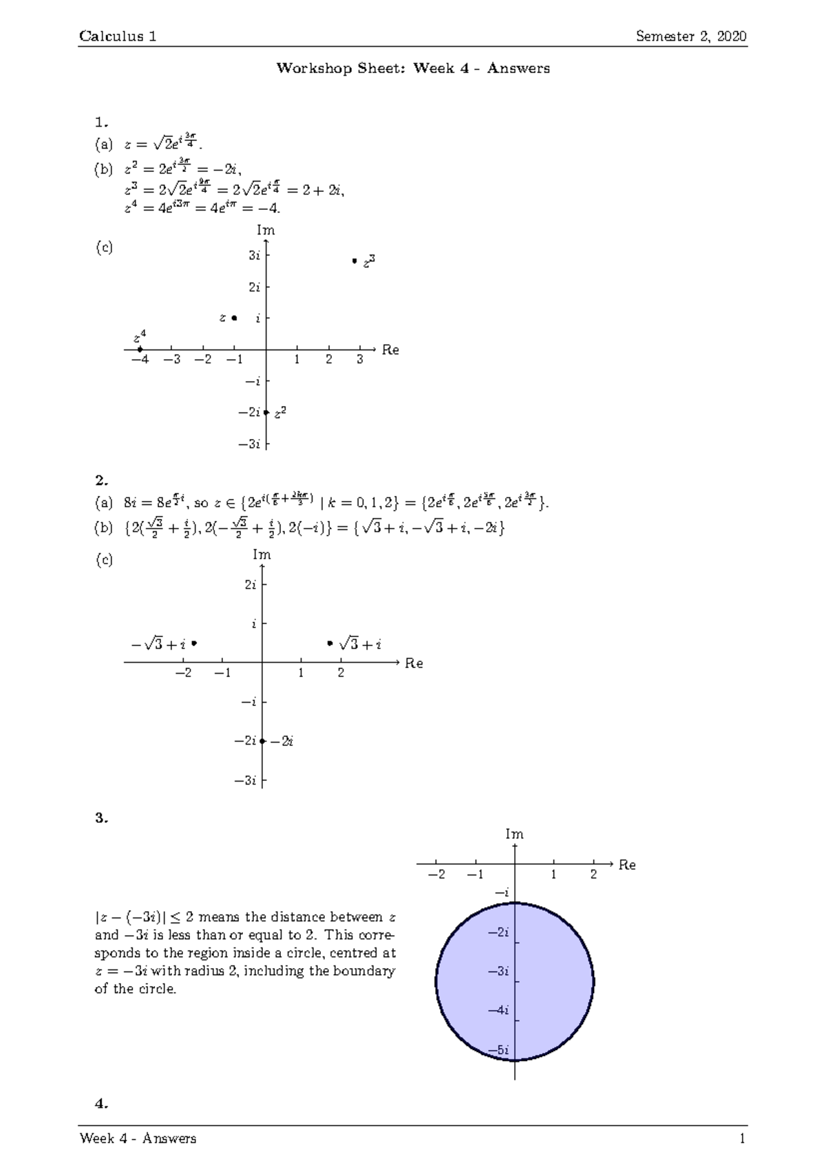 Workshop 4 Answers - Calculus 1 Semester 2, 2020 Workshop Sheet: Week 4 ...