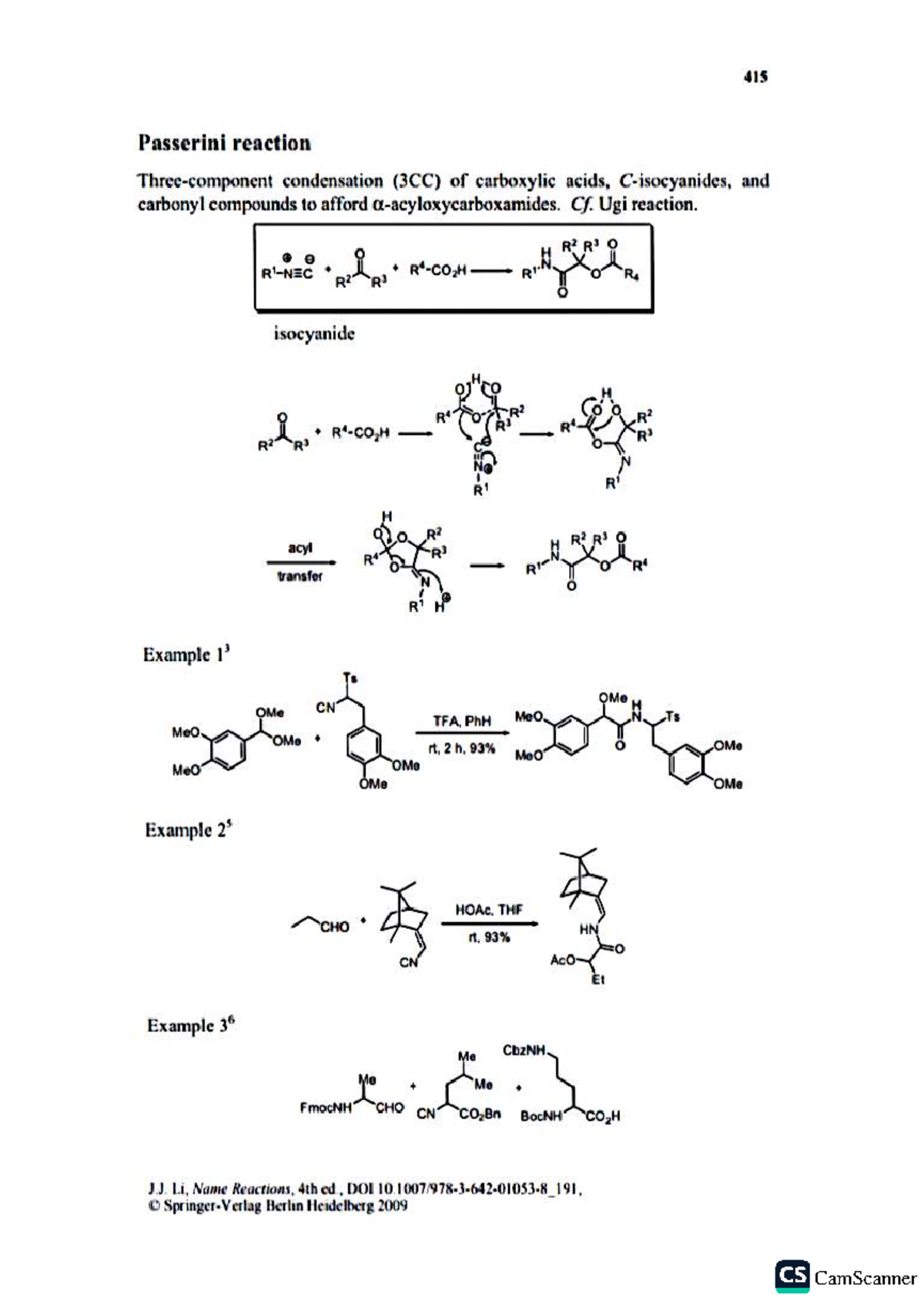 Multicomponent Reactions: Passerini and Ugi Reactions (CS 415) - Studocu